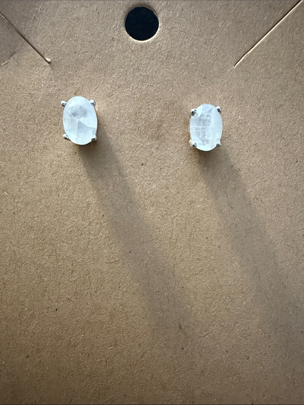 Sterling Silver Faceted Oval Moonstone Stud Earrings